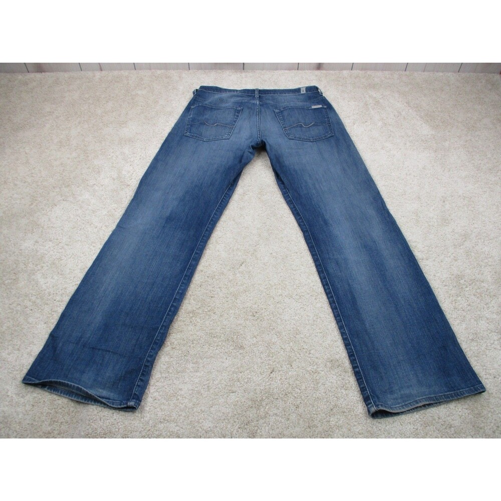 7 For All Mankind Jeans Mens 34 Blue Relaxed Straight Stretch Denim Casual 34x32